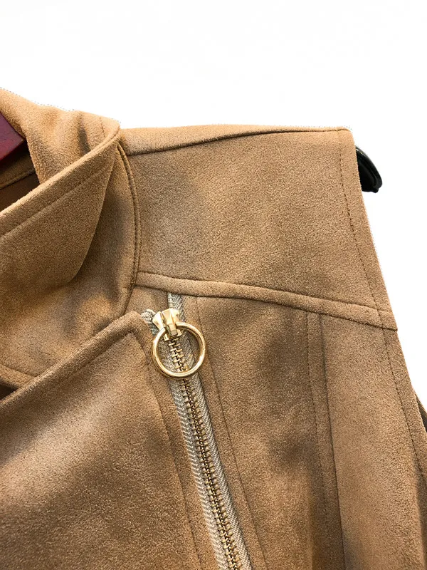 
Latest Design Cheap Autumn Winter Suede Button Zipper Woman Leather Waistcoat 