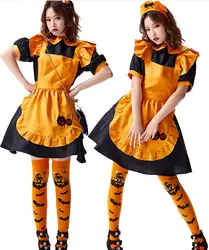 Halloween dress cosplay clothes mother and daughter Costume for Birthday Christmas party Pumpkin maid dress