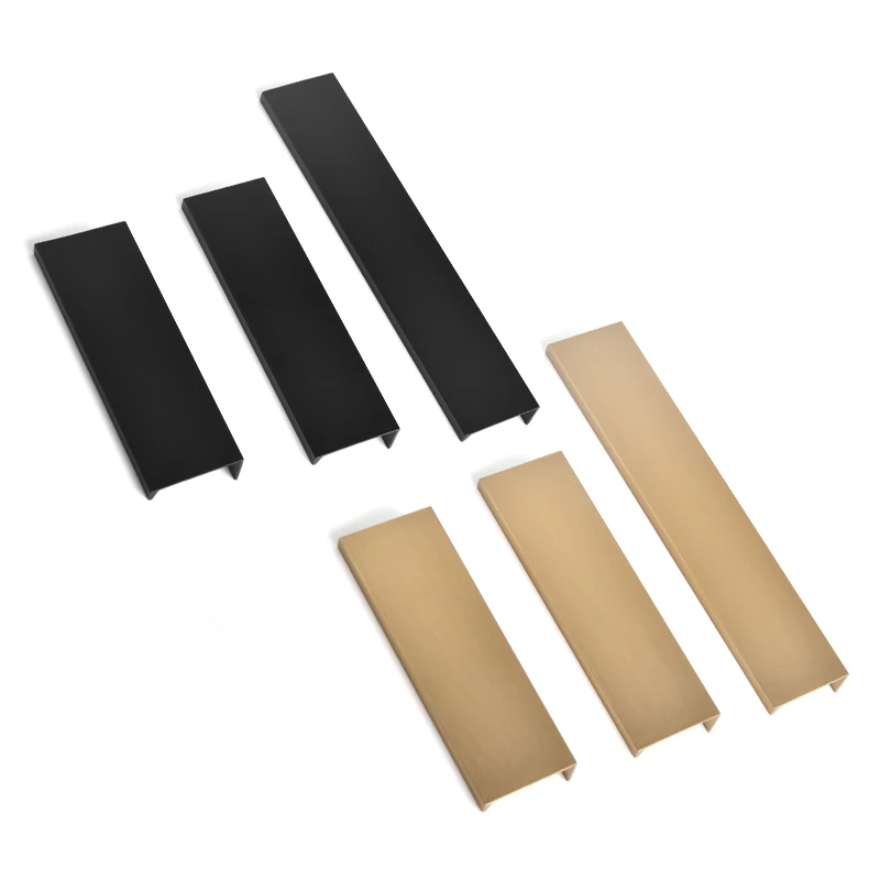 Super wholesale hardware texture aluminum alloy bedside cabinet handle modern light luxury black gold cabinet door handle