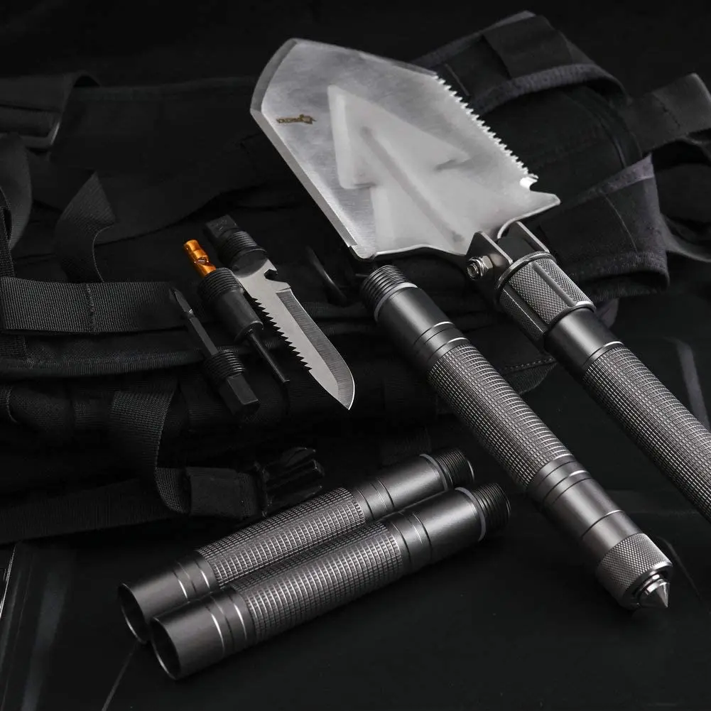 Antarctica Folding Shovel Survival Tools Multitool Compact Backpacking Tactical Entrenching Tool for Hunting, Camping, Hiking