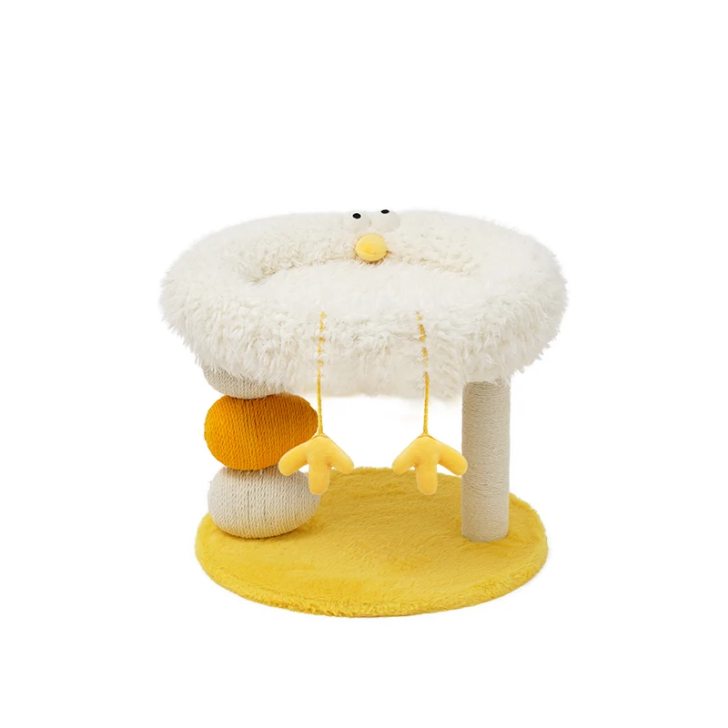 Coo Coo Chick Lion Velvet Platform Jute Climbing Frame Bunny Fur with Nest Sustainable Cat Scratching Post