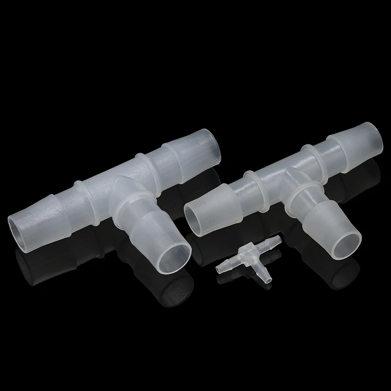 White T Shaped Pipe Fittings Equal Plastic PP PE 3 Ways Hose Tube Barbed Reducing Tee Garden Water Connector