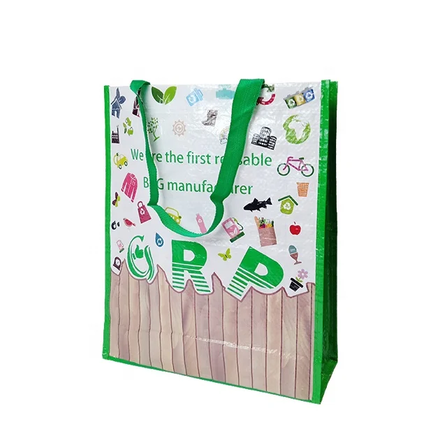 Custom Logo Green Reusable PP ECO Shopping Woven Polypropylene Bags