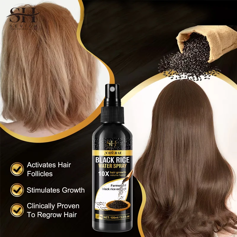 High-Quality Black Rice Water for Hair Growth Serum Leave in Hair Growth Spray for Longer, Thicker, Fuller Hair