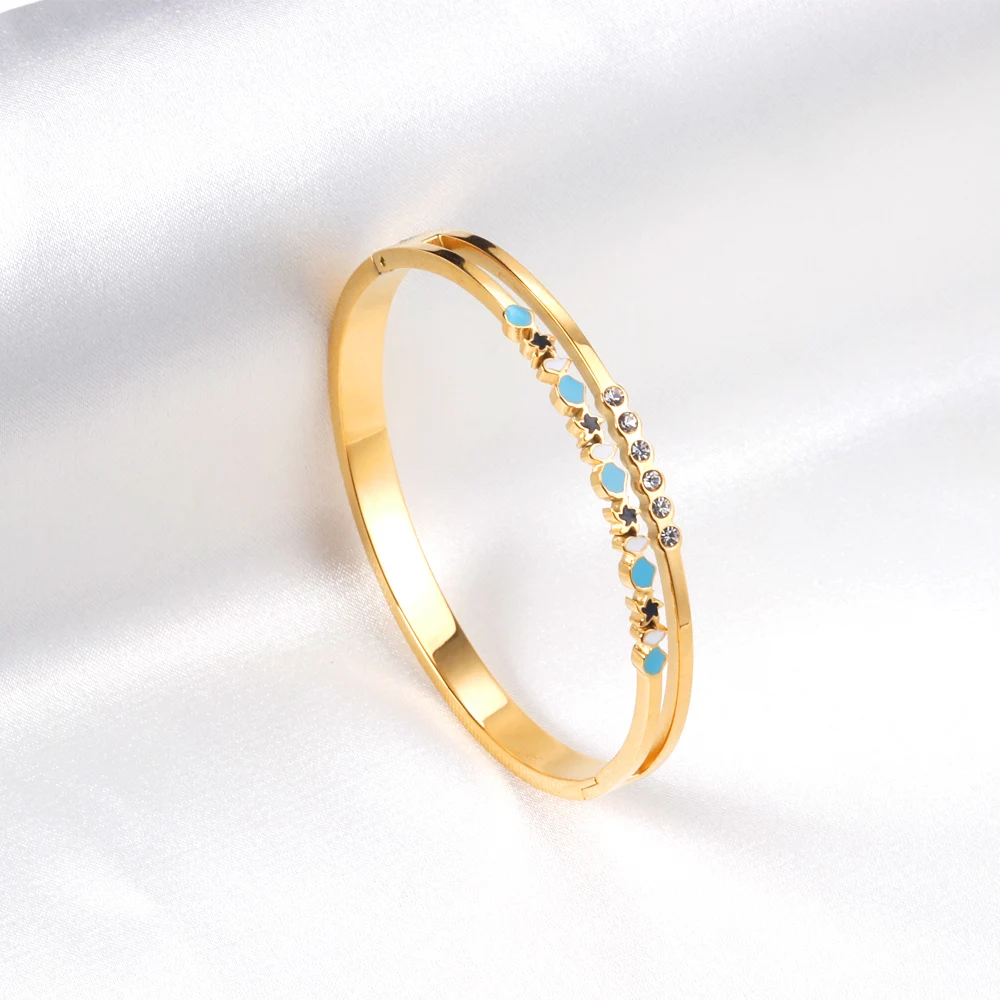 2022 Dubai Gold Wedding Engagement Rings Set Diamond Stainless Steel Layered Ring