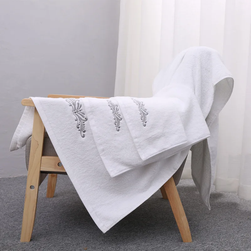 Wholesale 600 gsm Premium Quality 100% Cotton Bath Towel Set plain White Hotel Spa Towels