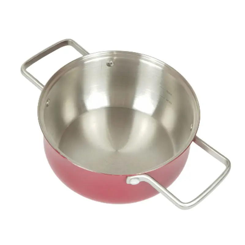 Round Bottom Double Boilers Stainless Steel Cooking Soup Stock Pots With Glass Lid