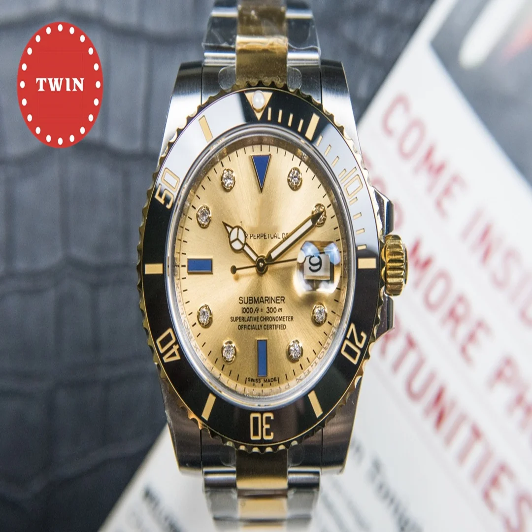 Новинка 2021, светящиеся часы ETA 3135, часы из стали 904L, двухцветные, 126613, 41 мм, высококлассные часы для дайвинга