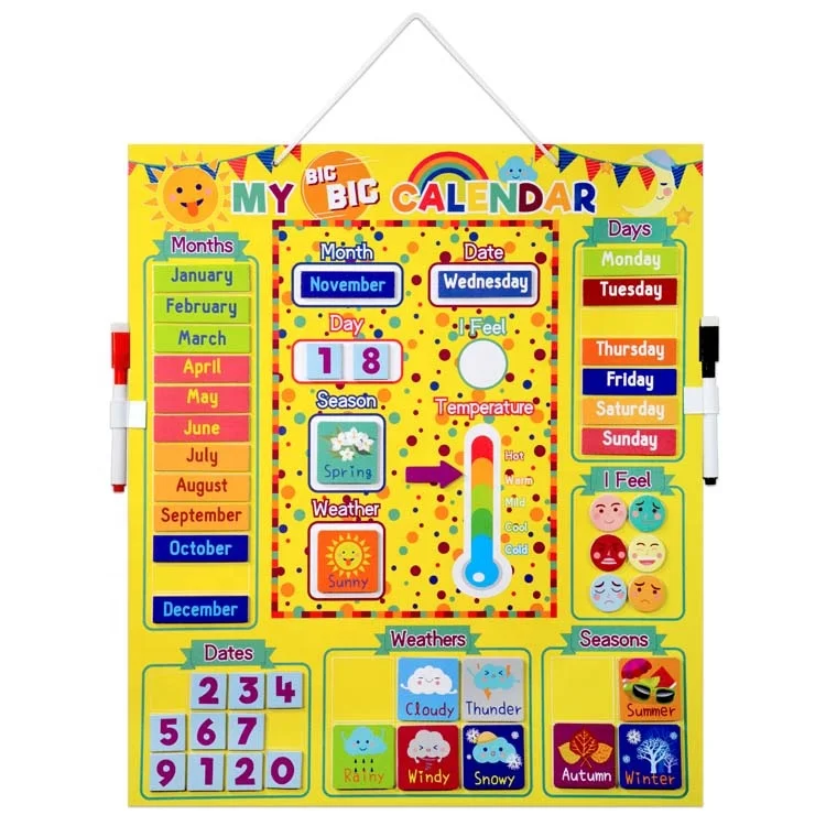 Maghard Fun Custom Educational Activity Magnetic My Daily Calendar Heavy Duty Mganteic Board For Home and School
