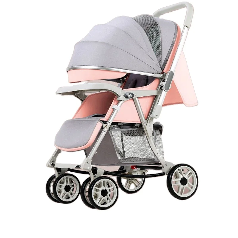 Sit reclining folding shock-absorbing two-way baby stroller