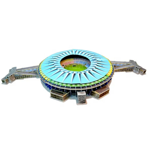 Nice design 168pcs paper EPS 3d football stadium puzzle with LED light