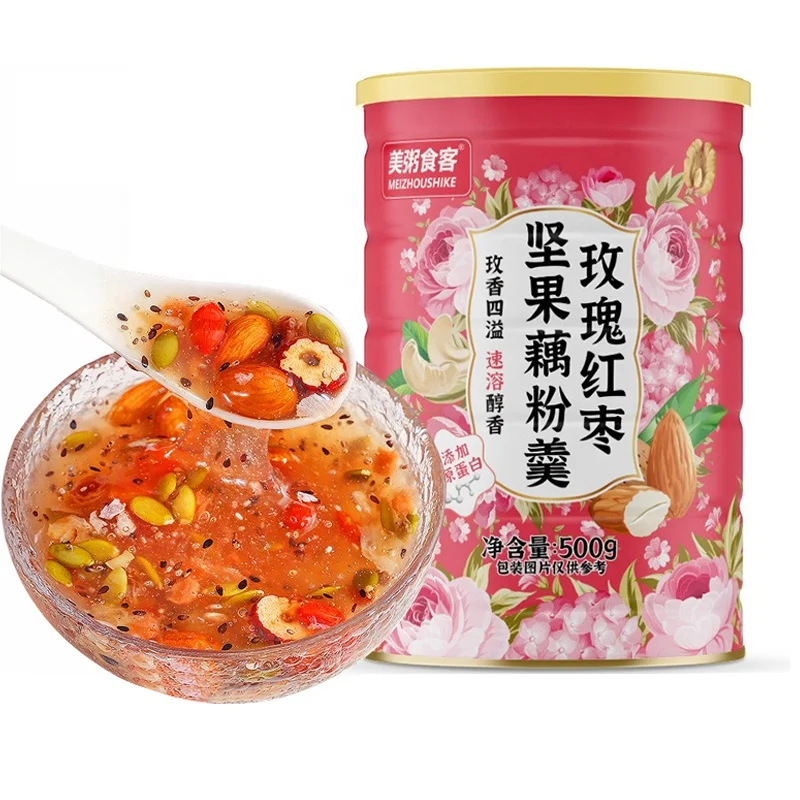 500g Rose Nuts Lotus Root Powder Soup Instant Food Nutritious Breakfast Meal Replacement