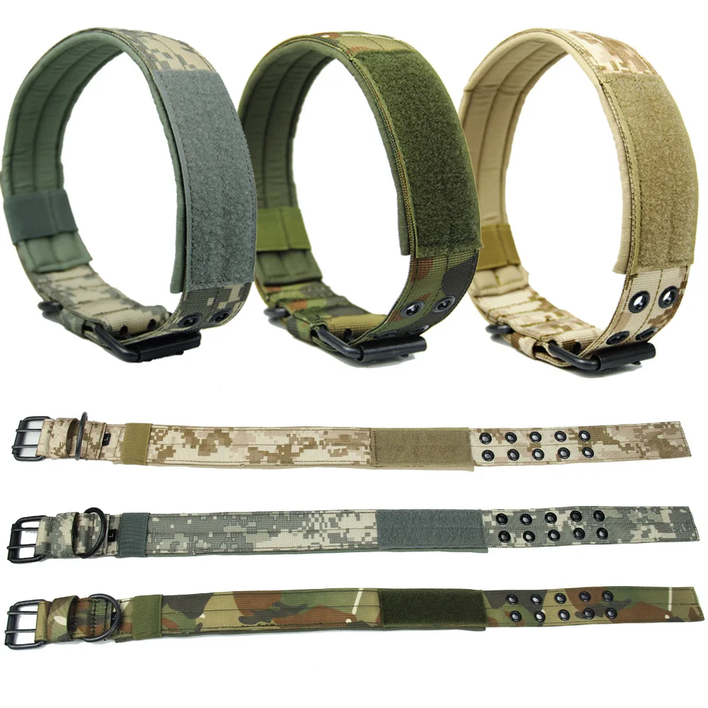 Five stop adjusting pin buckle tactical dog collar training nylon dog collar tactical dog vest