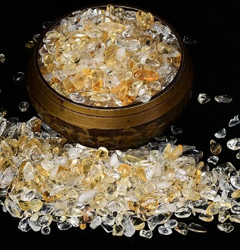 Chenyi Factory Wholesale Natural Brazlina Citrine Lemon Citirine Stone Chips Crystal Chips For Meditation For Decoration
