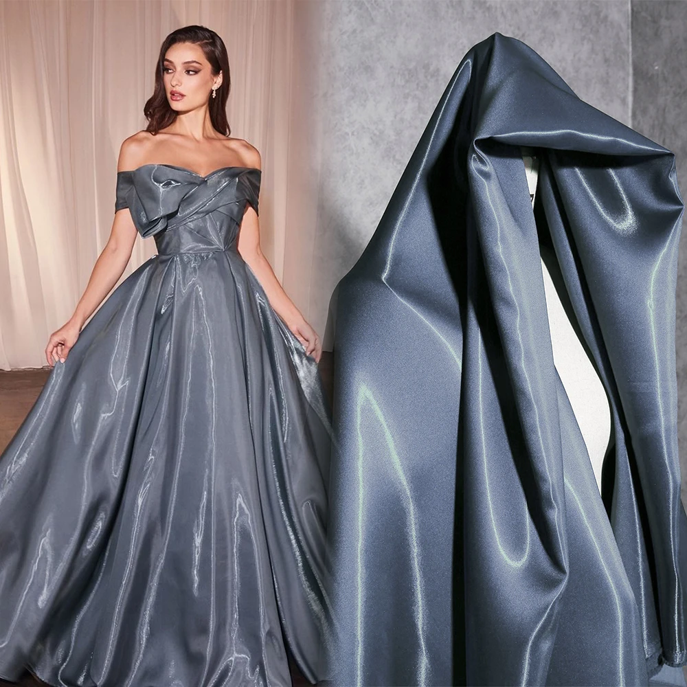 2025 Luxury Bright Shiny Glossy Dust Purple Liquid Satin 100% Polyester Shimmer Fabric For Fashion Apparel wedding Party Dress