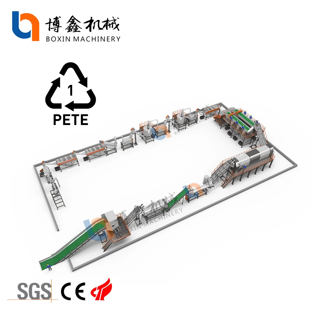 Low Noise PET Plastic Crushing Washing Drying Recycling System Plant