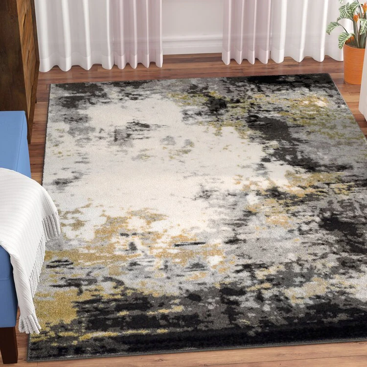 High Quality Floor Carpet and Rugs Shuff Abstract Blue Charcoal Area Rug