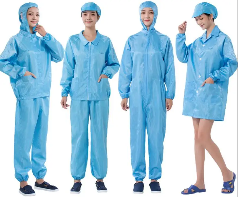 reusable 5mm grid esd smocks industrial clean room dust clothes antistatic work smock gown polo t shirt antistatic tshirt