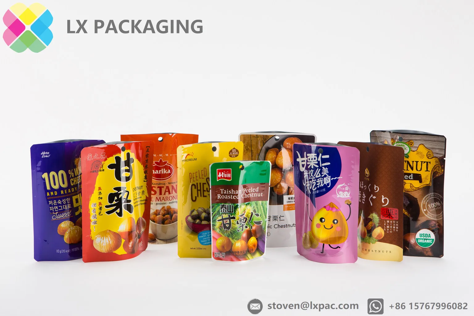 
Pre-cooked Food Packaging Bag, Chestnut Packing Aluminum Foil Plastic Laminated Stand Up Retort Pouch 