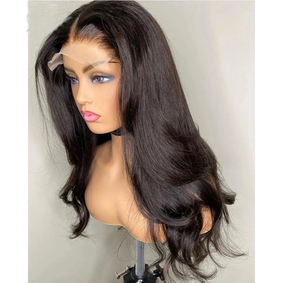 Supper Natural Wave Lace Front Wig Soft Hair T Part Synthetic Wig  Preplucked Middle Part With Baby Hair Cosplay Headband Wig