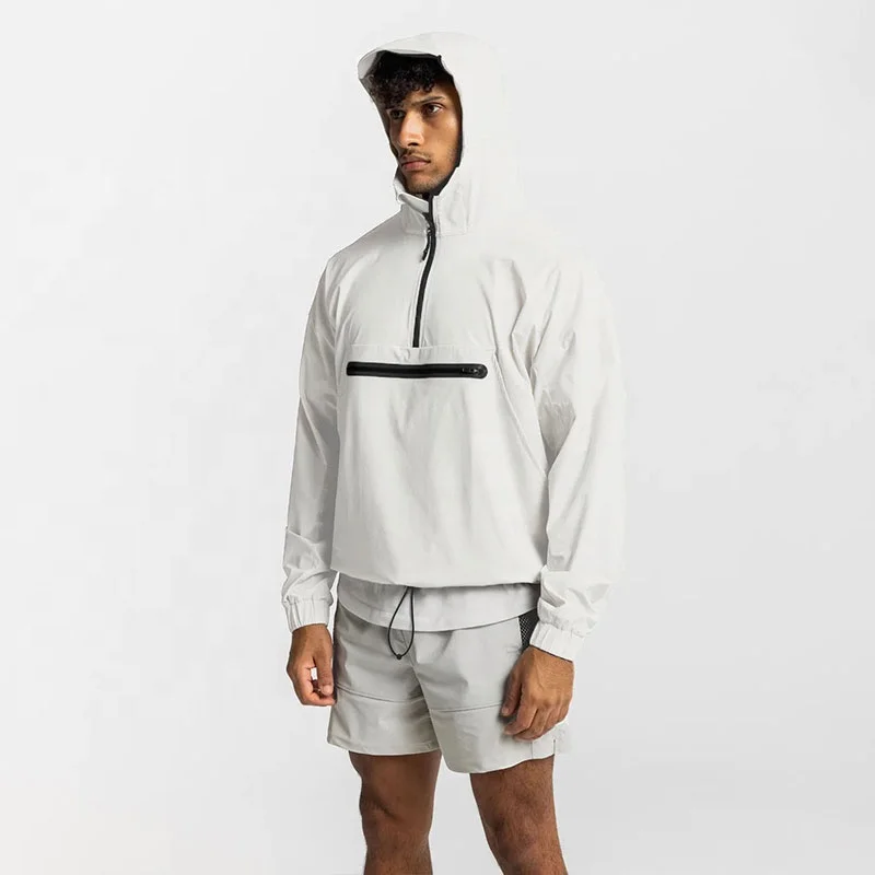 wholesale  pullover custom casual softshell sport hooded mens windbreaker jacket for men