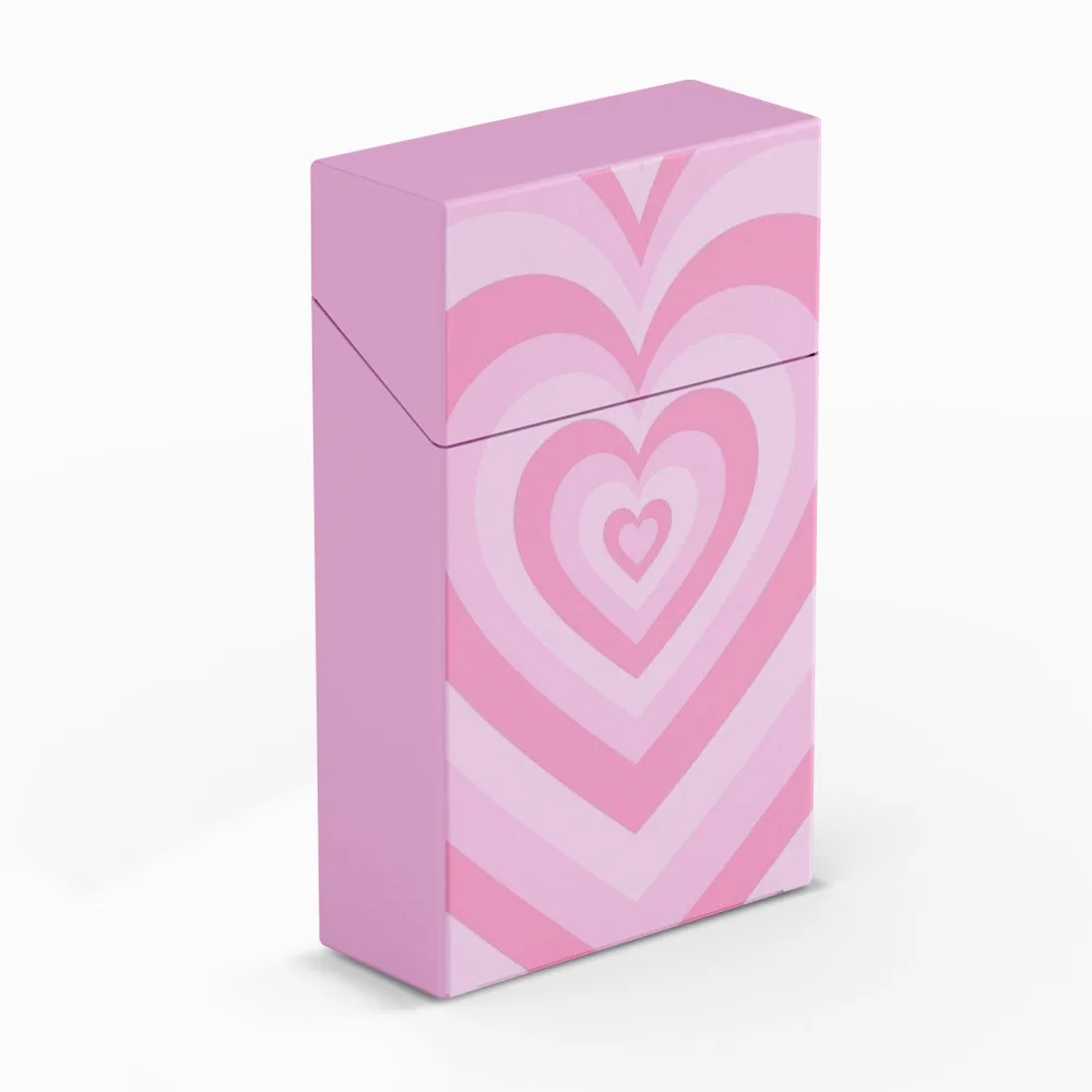 Pink Heart Shape Phosphorescence Transparent Girly Waterproof Tobacco Smoking Accessories 20pcs Plastic Cigarette Case