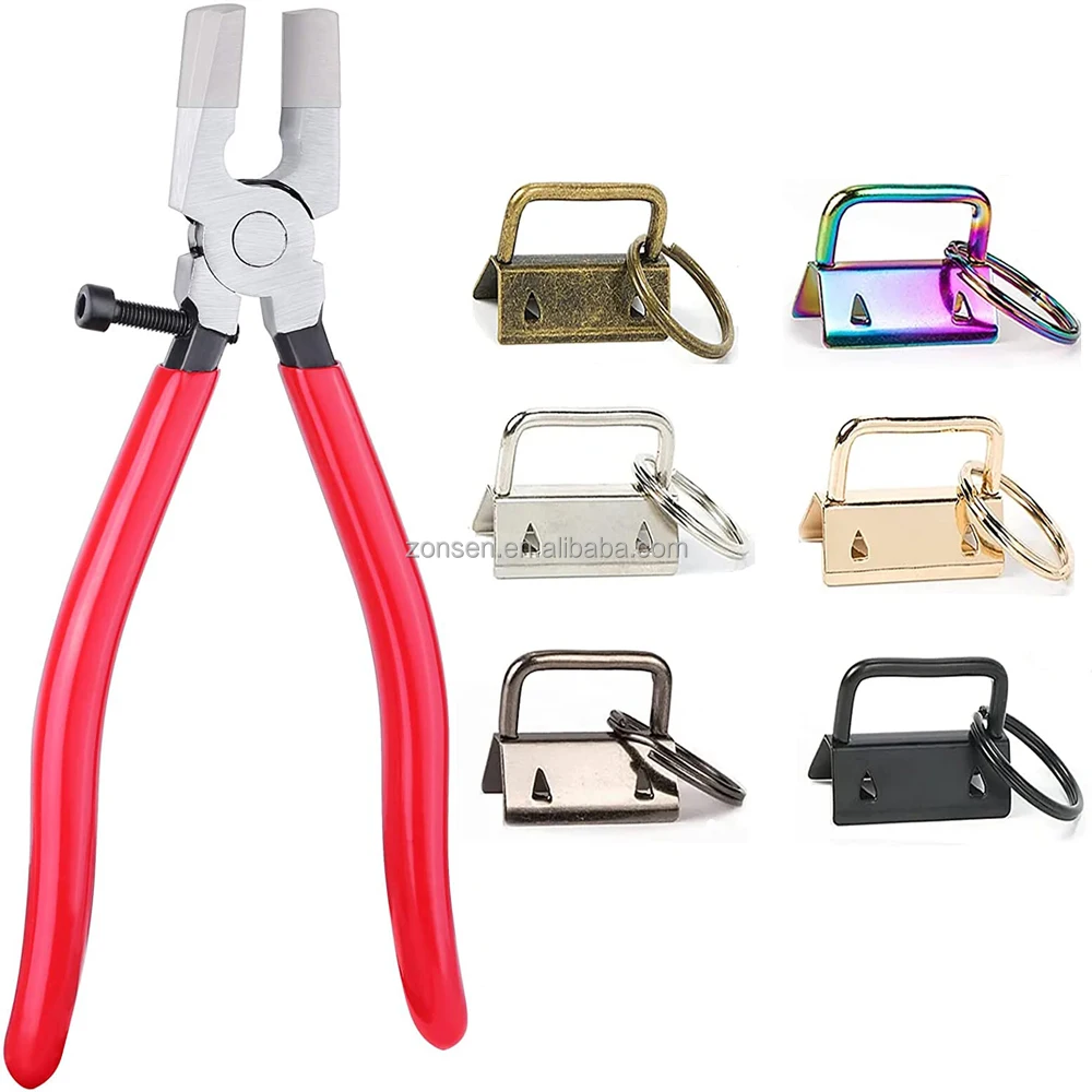 Hardware Supplies 60pcs 1inch Metal Key Fob Hardware With Key Fob Plier Tool Kit For Wrist Strap Keychains