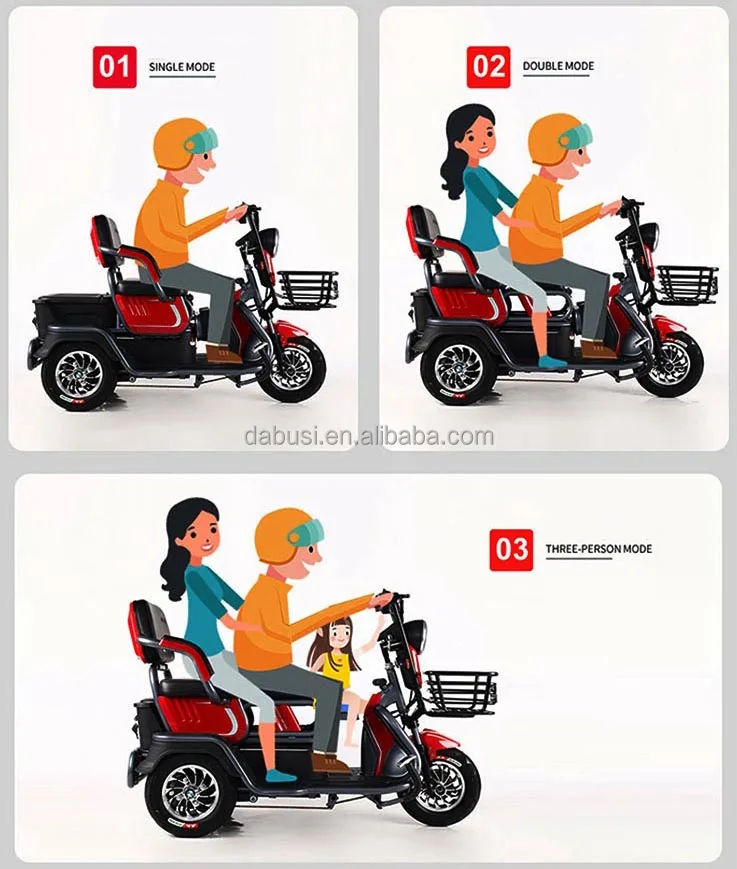 Electric tricycle 650W 500W 350W differiential motor 3 wheel trike CE for adult passenger and cargo carry