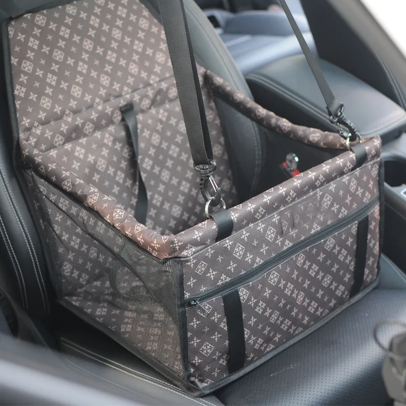 Pet Car Front Seat Cover and Breathable Bag with Seat Belt Dog Carrier Safety Stable for Travel in Red