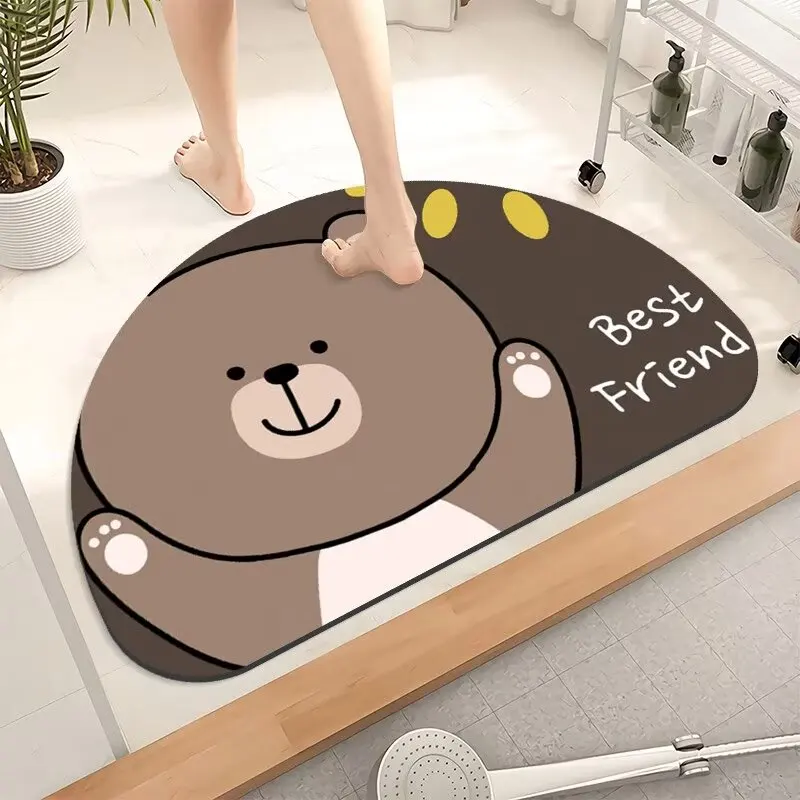 Diatom mud bathroom floor mat absorbs water quickly, separates dry and wet character rug, and thickens absorbent carpet