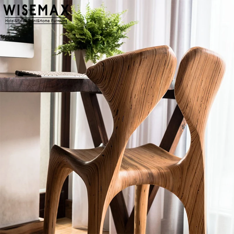 WISEMAX FURNITURE Modern creative design home furniture high back rest wooden chair set for 6 chair for restaurant canteen