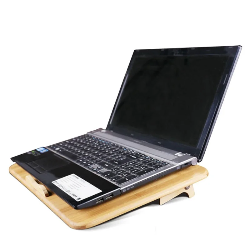New Eco-friendly Product For 14 15.6 17 Inch Laptop Cooling Fan Adjustable Ergonomic Design Two Usb Port Laptop Stand Bamboo