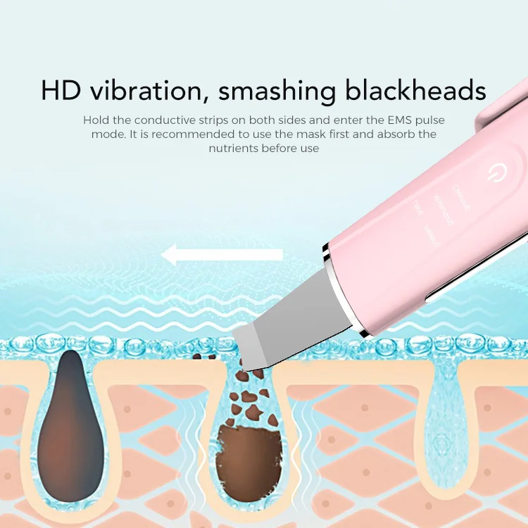 Professional Face Skin Spatula Ultrasonic Skin Scrubber With Wireless Charging