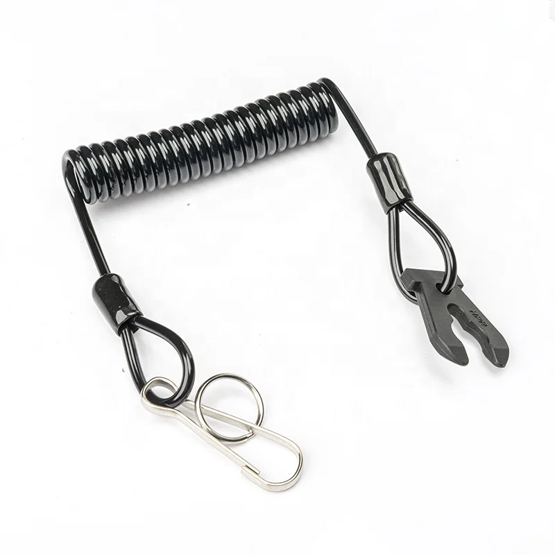 Customized Fishing Lanyard Heavy Duty Retractable Coil Tether with Carabiner for Pliers, Boating, Tools