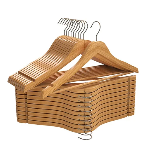 Hot Sale Premium Quality Strong Coat Wooden Hanger Round Head Custom Solid Wood Hangers For Clothing