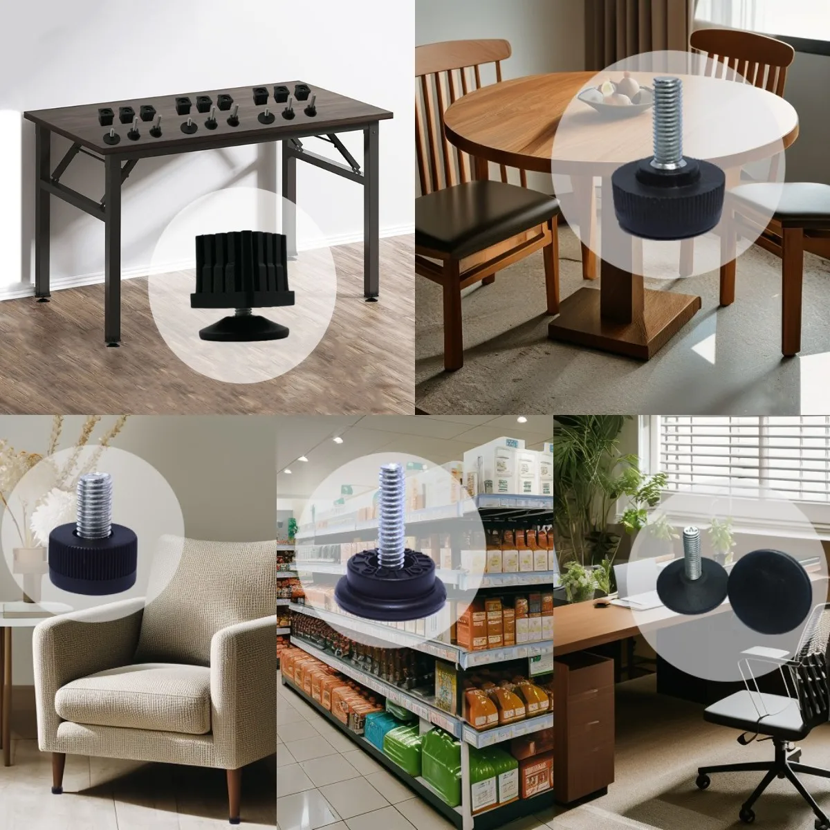 Large Stock Furniture Adjustable Industrial Rubber Foot Levelers Level Pad For Adjustable Table Legs