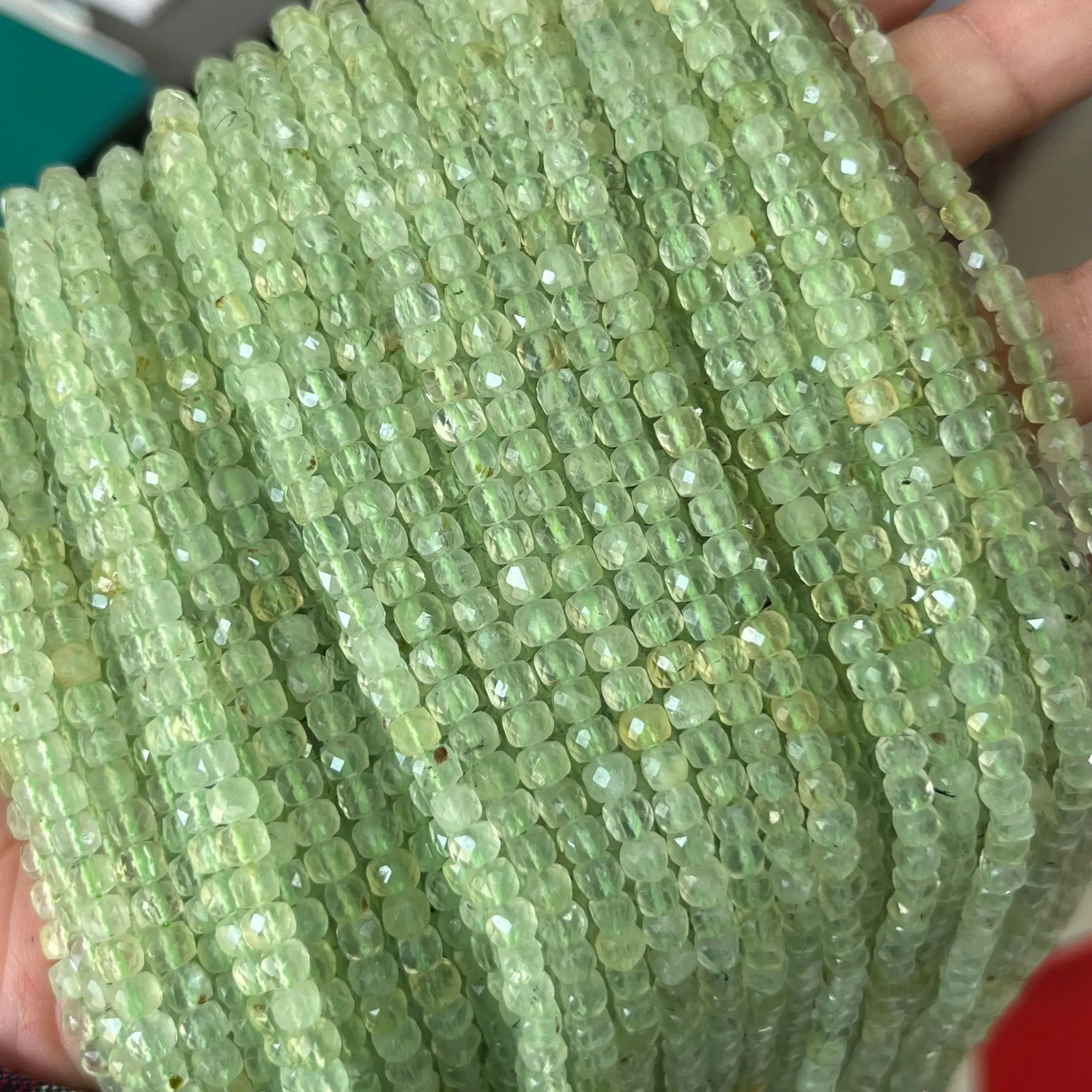 4X4mm Natural Sunstone Gemstone Beads Faceted Square Loose Stone Beads for Jewelry Making Multi Choice Stone Beads DIY Craft