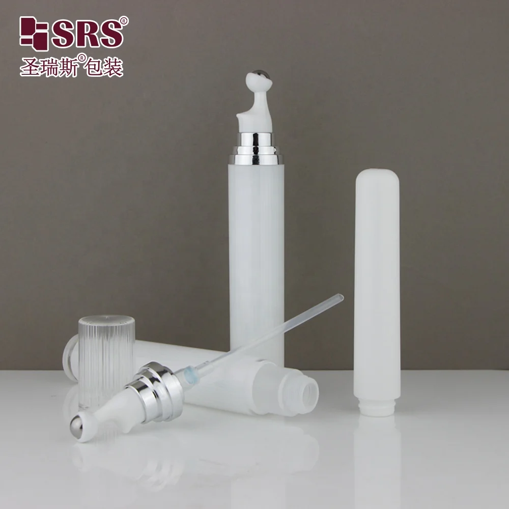 15ml 20ml Empty Acrylic Double Wall Eye Cream Massage Roller Steel Ball Roll On Plastic Bottle