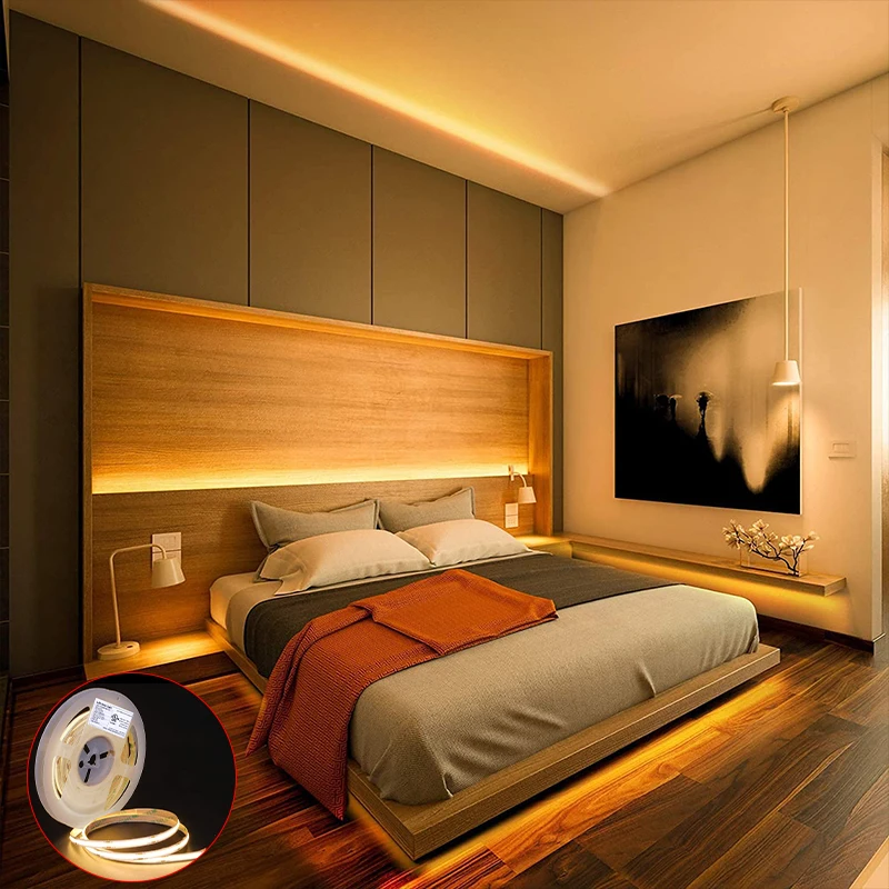 Dotless Roll to Roll 480chips/m 8mm PCB 12V 24V 2700K Warm White Candlelight 10m/roll Flex Tapelight No soldering COB LED Strip