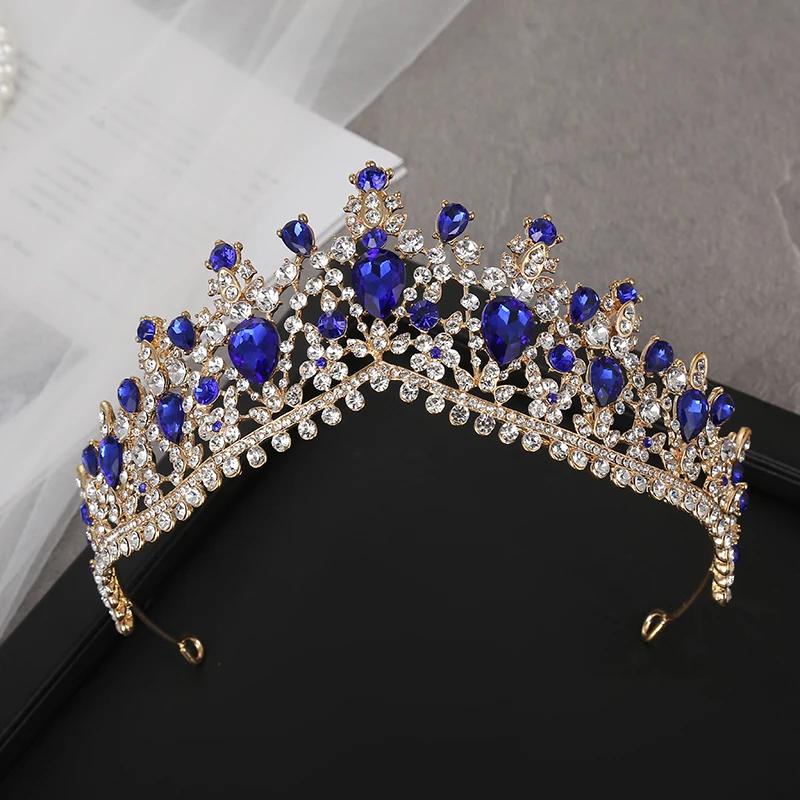 Luxury Rhinestone Crystal Head Jewelry Baroque Bride Crown European Crown Multi-color Hair Hoop