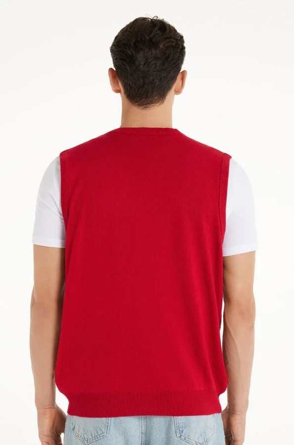 Custom FNJIA Fall Jacquard  Christmas Knitted Men Christmas Holiday Vest Oversize Pullover Jumper Knitwear Sweater