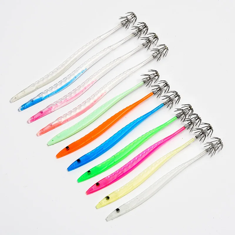 NEWRGY Squid Jig For Fishing Crab Shrimps And Lobster Shells For Sale Colorful Wooden Shrimp Artificial Bait Set