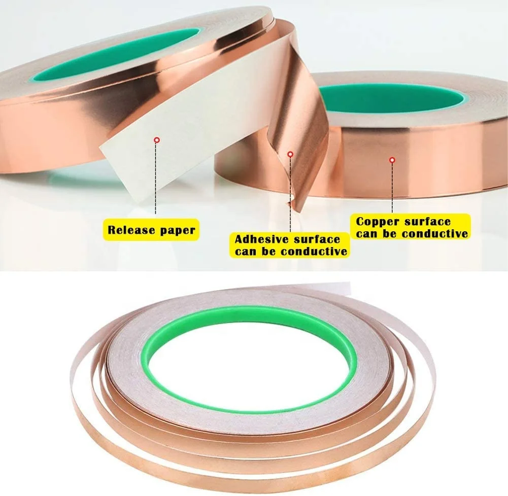 
Hot Selling Copper Foil Tape with Double Conductive Adhesive EMI Shielding, Soldering, Electronics Repair, Slug Repellent 