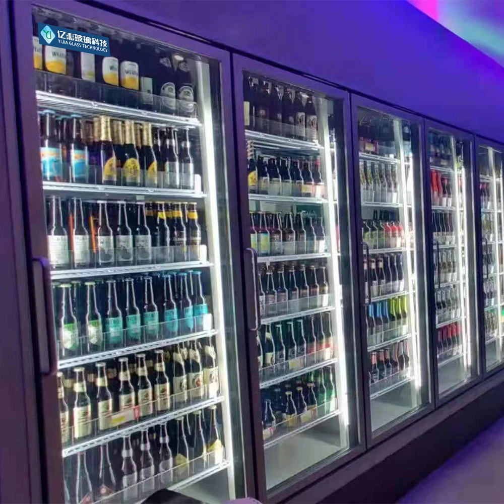 Glass Door For Walk In Commercial Beverage Cooler Double Showcase Glass Door For Supermarket Freezer