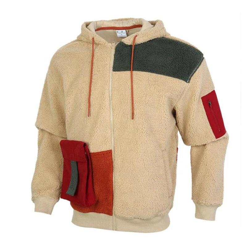 
Hot Sale Hooded Fleece Outwear Men Sherpa Jacket Warm Fashion Surcoat Loose Overcoat 