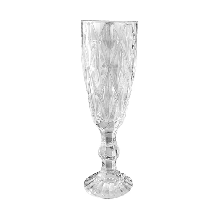 Hot Sale Diamond Pattern Colored Champagne Goblet Creative Wedding Party Gift Beer Wine Glasses