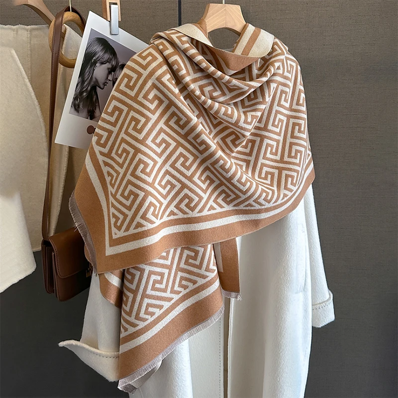 Thick Warm Blanket Cashmere Hijab Women Scarf 2023 Brand Winter Travel Pashmina Shawl Wraps Bufanda Accessories Poncho Echarpe