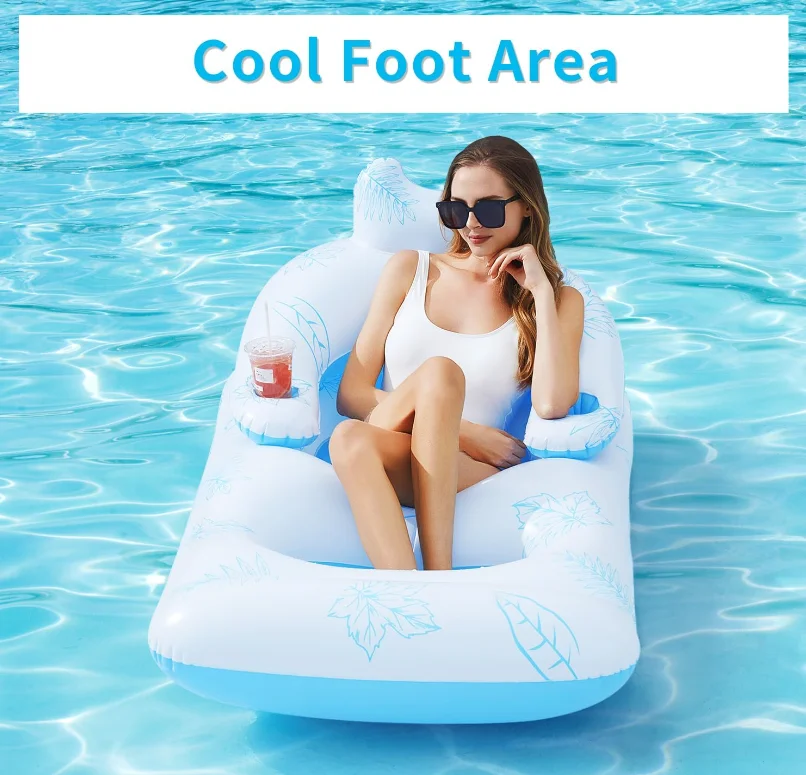 Inflatable pool Recliner Float adult  Tanned Pool Recliner with cup holder Pool Chair Float with headrest  backrest and.