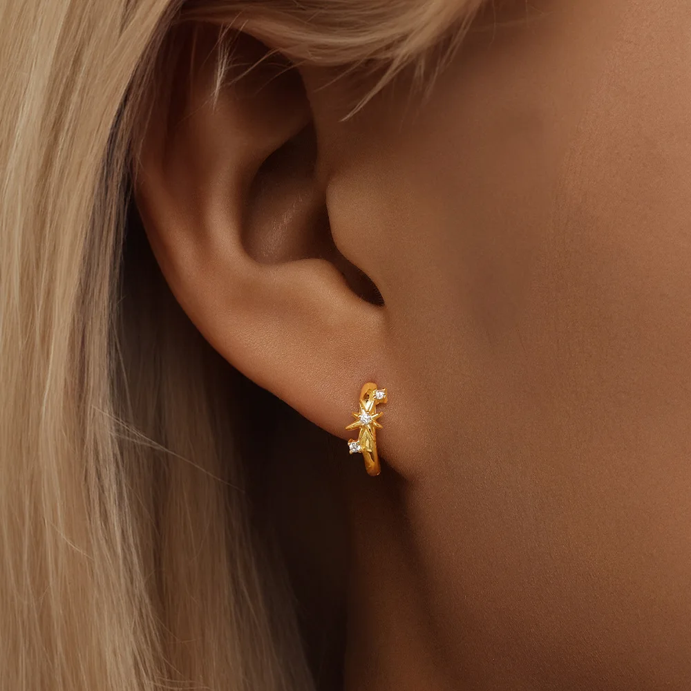 sliver 10k 14k 18k yellow solid gold round emerald cut lab grown diamonds hoop earrings