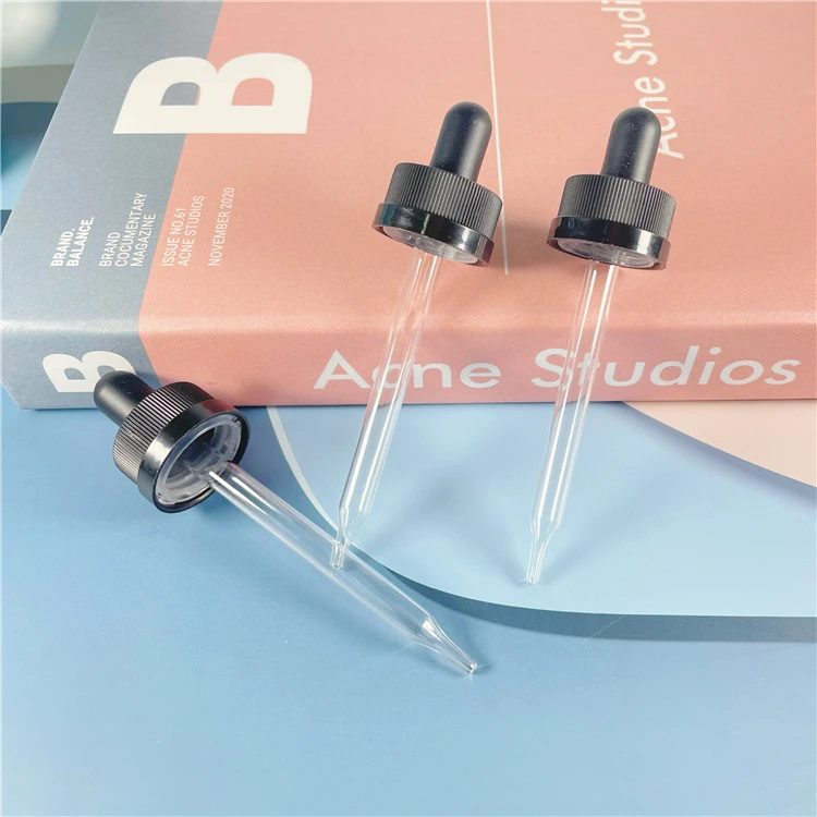 wholesale 18mm glass dropper cap with plastic lid for 15ml 30ml essential oil bottles